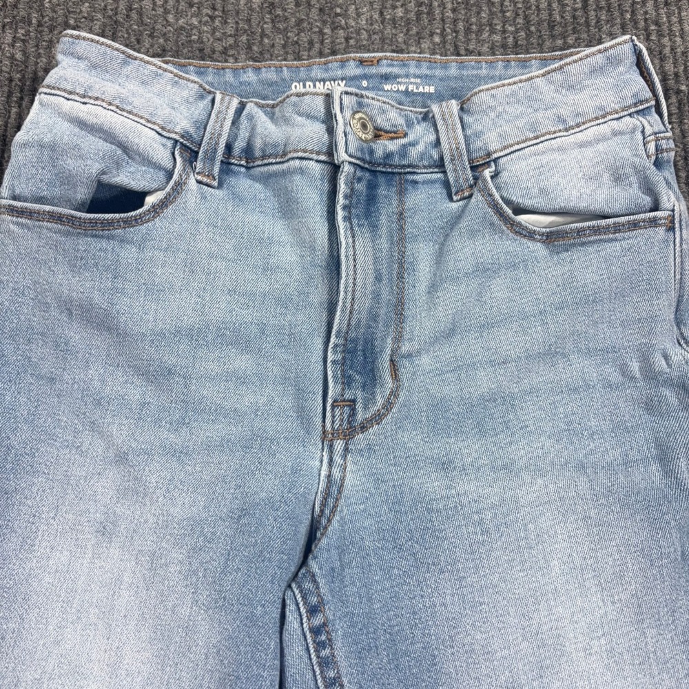 Old Navy Wow Flare Jeans Womens 0 Light Blue High Rise Stretch Denim 0807